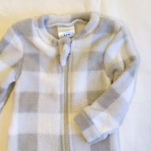 baby mode fluffy gingham fleece zipper footie sleeper pajamas 3-6 months baby - Picture 3 of 6